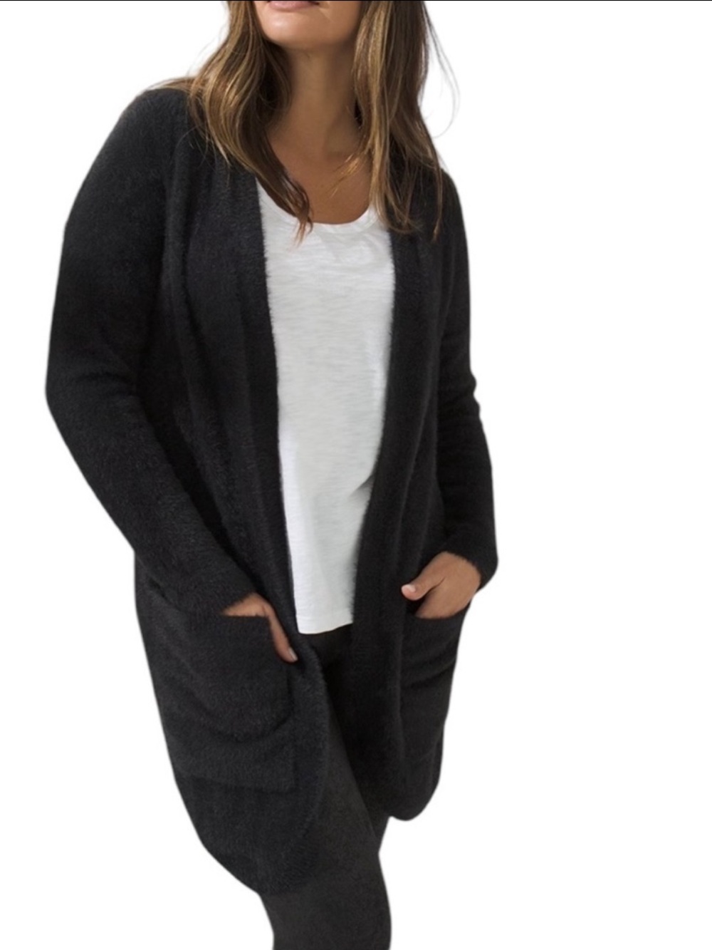 Soma Weekend Open Front Cardigan XXL Black Long Sleeve Pockets Lounge Soft Cozy